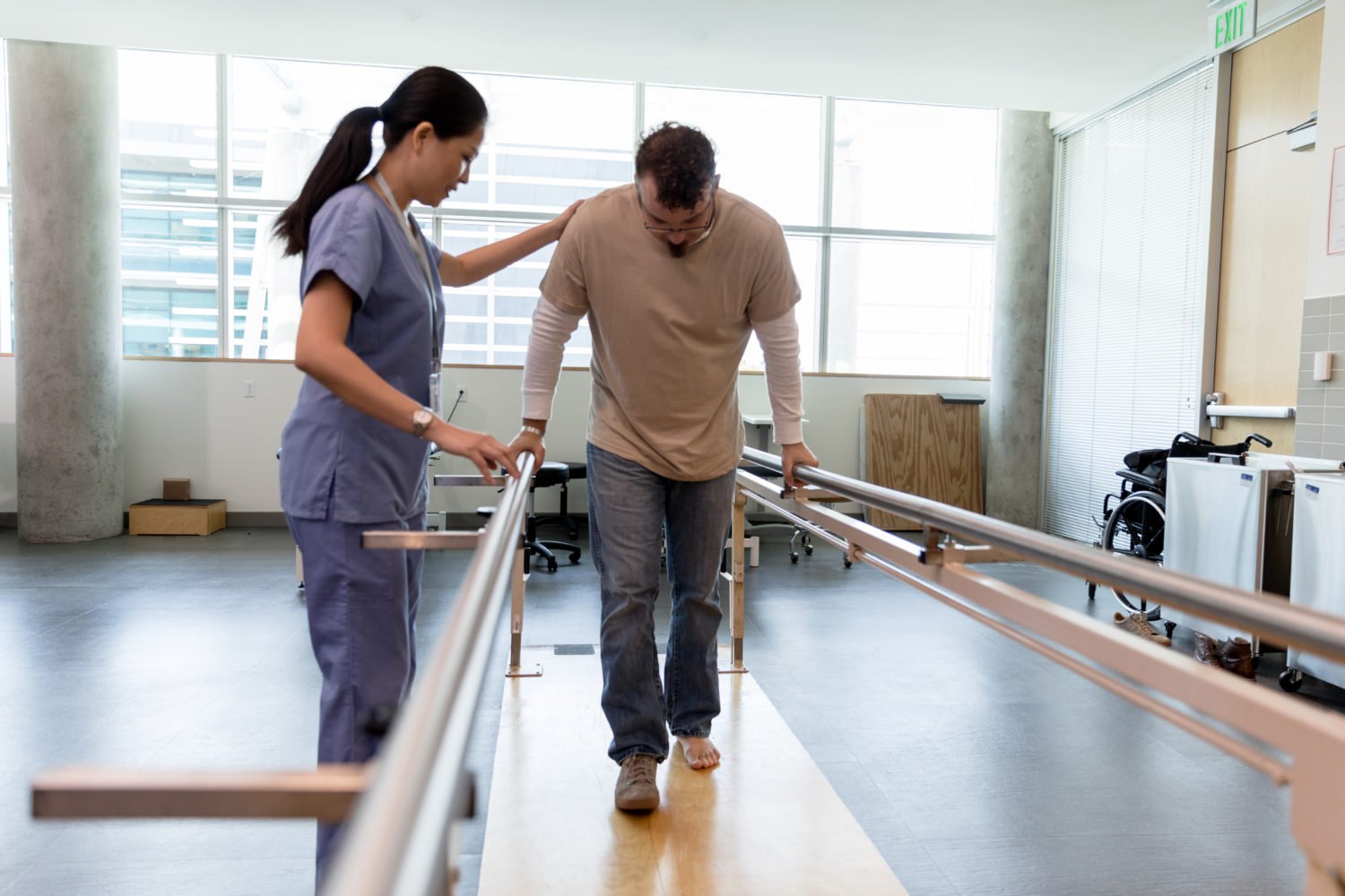 a man going through physical therapy after an Indianapolis work injury