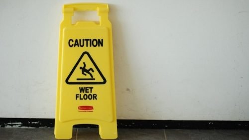 Caution Wet Floor Sign Stock Photo