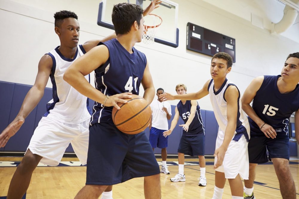High School Basketball Game Stock Photo