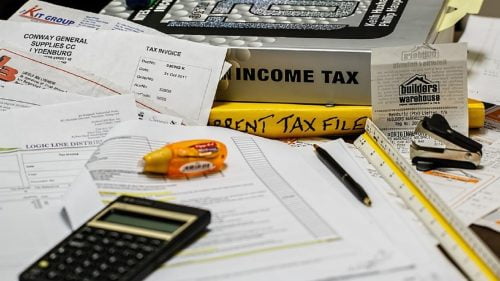 Income Tax Documents Stock Photo