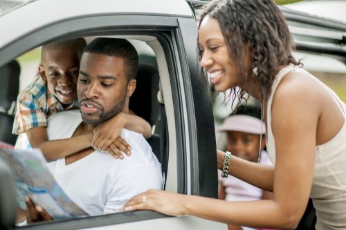 Young Family Taking A Road Trip Together Stock Photo