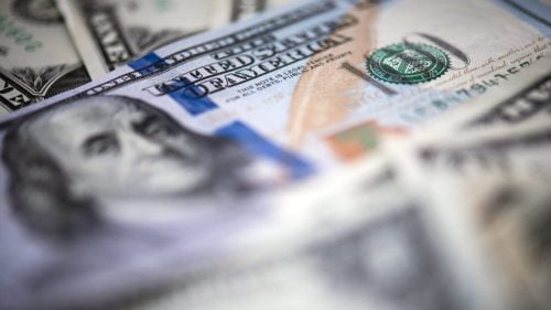 Stack Of $100 Bills Stock Photo