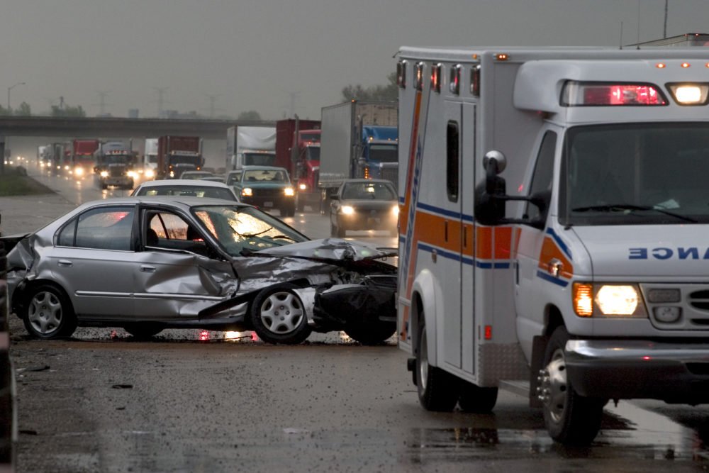the scene of a car crash in Indianapolis