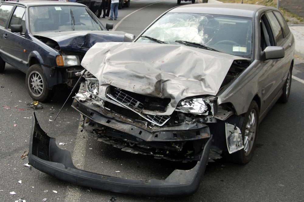 The aftermath of a car accident in Fort Wayne, IN.