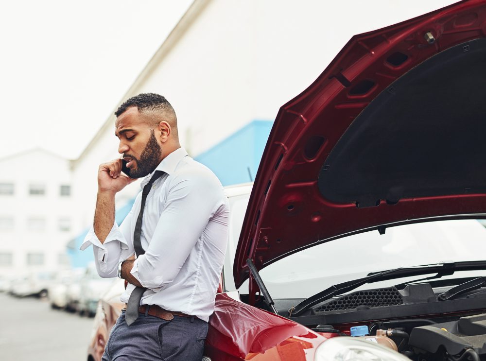 A man calling his Anderson, IN, car accident lawyer.
